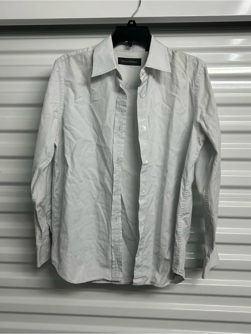 Banana Republic Men's Light White Button-Front Dress Shirt